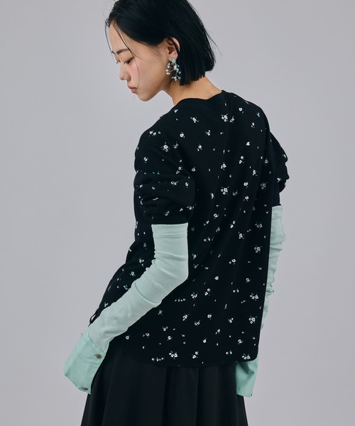NON TOKYO(ノントーキョー)の「THERMAL FLOWER L/S T-SHIRT(Tシャツ/カットソー・レディース・アイボリー/ブラック・2/1)」の2枚目の写真