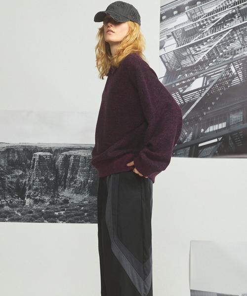 MAISON SPECIAL(メゾンスペシャル)の「《UNISEX》メランジニットプライムオーバーポロシャツ/Melange Knit Prime-Over Polo Shirt【MAISON SPECIAL/メゾンスペシャル】(ニット/セーター・メンズ・ブラウン/ネイビー/パープル・0/2/1)」の10枚目の写真
