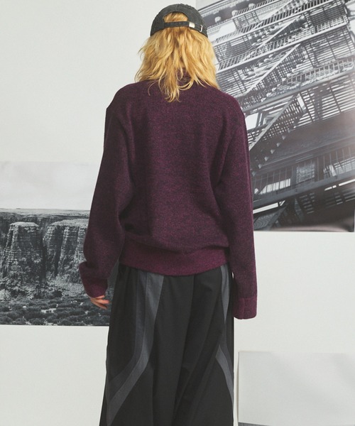 MAISON SPECIAL(メゾンスペシャル)の「《UNISEX》メランジニットプライムオーバーポロシャツ/Melange Knit Prime-Over Polo Shirt【MAISON SPECIAL/メゾンスペシャル】(ニット/セーター・メンズ・ブラウン/ネイビー/パープル・0/2/1)」の11枚目の写真