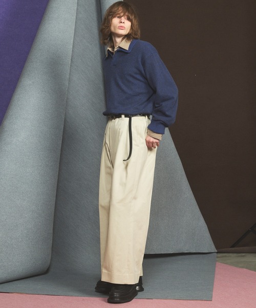 MAISON SPECIAL(メゾンスペシャル)の「《UNISEX》メランジニットプライムオーバーポロシャツ/Melange Knit Prime-Over Polo Shirt【MAISON SPECIAL/メゾンスペシャル】(ニット/セーター・メンズ・ブラウン/ネイビー/パープル・0/2/1)」の6枚目の写真