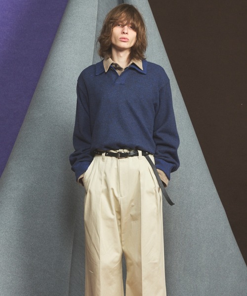 MAISON SPECIAL(メゾンスペシャル)の「《UNISEX》メランジニットプライムオーバーポロシャツ/Melange Knit Prime-Over Polo Shirt【MAISON SPECIAL/メゾンスペシャル】(ニット/セーター・メンズ・ブラウン/ネイビー/パープル・0/2/1)」の12枚目の写真