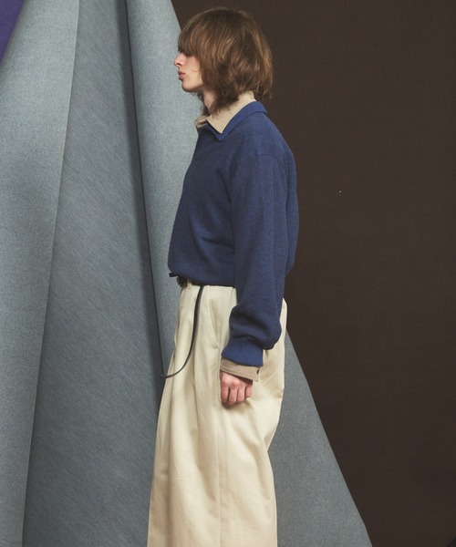 MAISON SPECIAL(メゾンスペシャル)の「《UNISEX》メランジニットプライムオーバーポロシャツ/Melange Knit Prime-Over Polo Shirt【MAISON SPECIAL/メゾンスペシャル】(ニット/セーター・メンズ・ブラウン/ネイビー/パープル・0/2/1)」の13枚目の写真