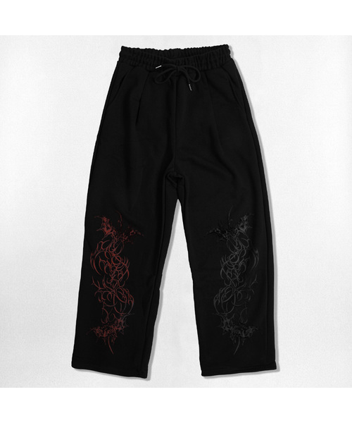 NOTUSUAL（ノットユージュアル）の「バットジャングル ワンタック ワイドパンツ 2color（スウェットパンツ・レディース・ライトグレー/ブラック・MEDIUM/LARGE/X-LARGE/SMALL）」の2枚目の写真
