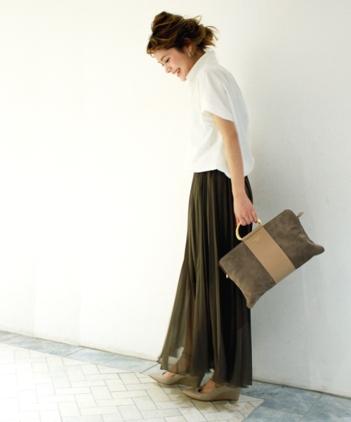 Spick & Span（スピックアンドスパン）の「Peシフォン アコーディオンプリーツ スカート◆（スカート・レディース・キャメル/カーキ/ホワイト・FREE）」の15枚目の写真