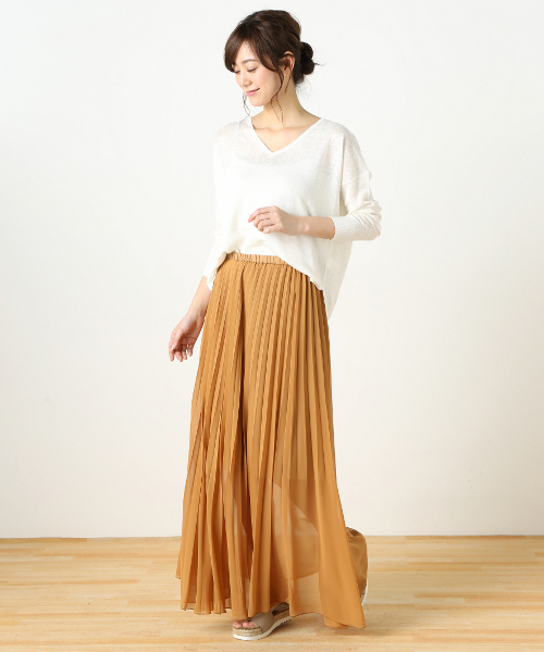 Spick & Span（スピックアンドスパン）の「Peシフォン アコーディオンプリーツ スカート◆（スカート・レディース・キャメル/カーキ/ホワイト・FREE）」の14枚目の写真