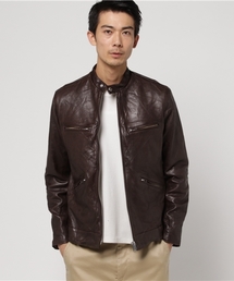 HYSTERIC GLAMOUR | ラムレザースタンドカラー シングルライダースJK(ライダースジャケット)