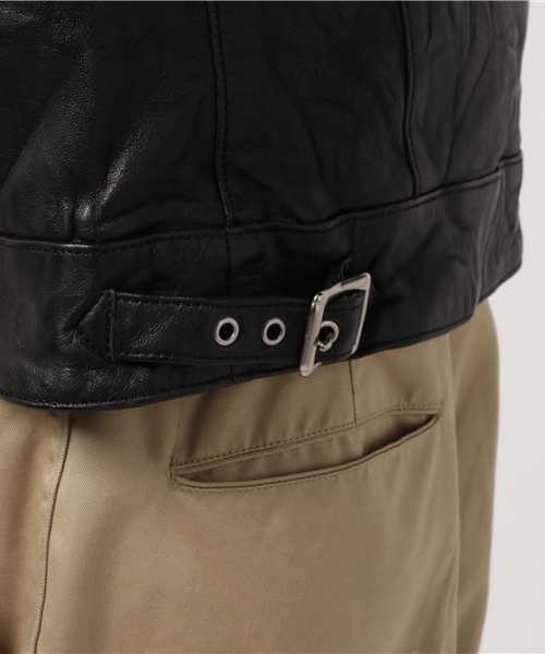HYSTERIC GLAMOUR(ヒステリックグラマー)の「ラムレザースタンドカラー シングルライダースJK(ライダースジャケット・メンズ・ピンク/ブラウン/ブラック・LARGE/MEDIUM/SMALL)」の14枚目の写真