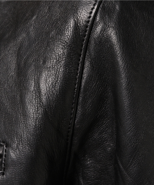 HYSTERIC GLAMOUR(ヒステリックグラマー)の「ラムレザースタンドカラー シングルライダースJK(ライダースジャケット・メンズ・ピンク/ブラウン/ブラック・LARGE/MEDIUM/SMALL)」の9枚目の写真