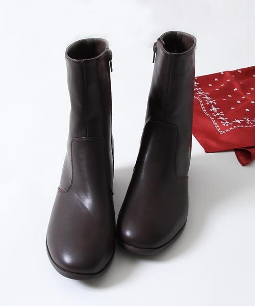 coen（コーエン）の「サイドジップハーフブーツ（ブーツ・レディース・ダークブラウン/ブラウン/ブラック・LARGE/MEDIUM/SMALL）」の3枚目の写真