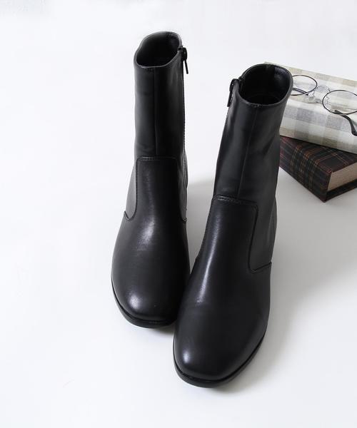 coen（コーエン）の「サイドジップハーフブーツ（ブーツ・レディース・ダークブラウン/ブラウン/ブラック・LARGE/MEDIUM/SMALL）」の2枚目の写真