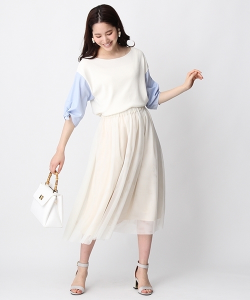 Andemiu（アンデミュウ）の「ソデストライプリボンプルオーバー750012（ニット/セーター・レディース・ネイビー/グレー/ホワイト・FREE）」の5枚目の写真