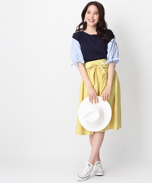 Andemiu（アンデミュウ）の「ソデストライプリボンプルオーバー750012（ニット/セーター・レディース・ネイビー/グレー/ホワイト・FREE）」の14枚目の写真