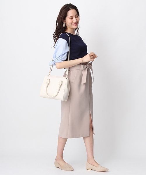 Andemiu（アンデミュウ）の「ソデストライプリボンプルオーバー750012（ニット/セーター・レディース・ネイビー/グレー/ホワイト・FREE）」の15枚目の写真