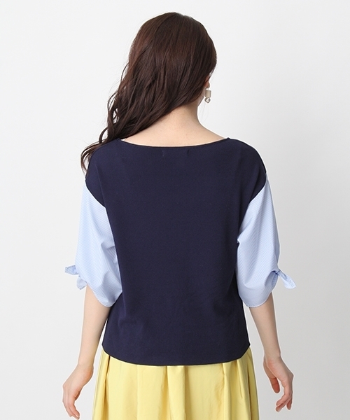 Andemiu（アンデミュウ）の「ソデストライプリボンプルオーバー750012（ニット/セーター・レディース・ネイビー/グレー/ホワイト・FREE）」の18枚目の写真