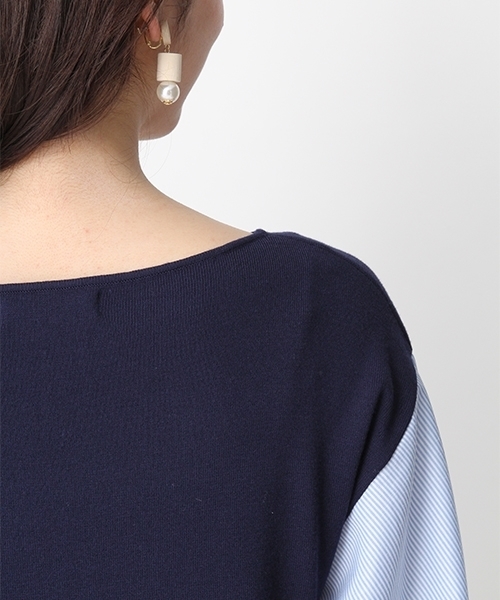 Andemiu（アンデミュウ）の「ソデストライプリボンプルオーバー750012（ニット/セーター・レディース・ネイビー/グレー/ホワイト・FREE）」の19枚目の写真