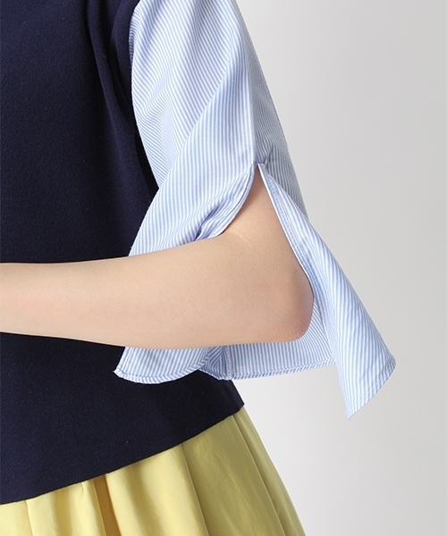 Andemiu（アンデミュウ）の「ソデストライプリボンプルオーバー750012（ニット/セーター・レディース・ネイビー/グレー/ホワイト・FREE）」の13枚目の写真