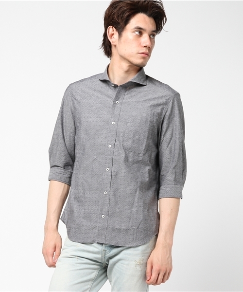 MEN'S BIGI（メンズビギ）の「7分袖 コットン×リネンシャツ/ストレッチ素材（シャツ/ブラウス・メンズ・ホワイト/サックスブルー・L/M/S）」の12枚目の写真