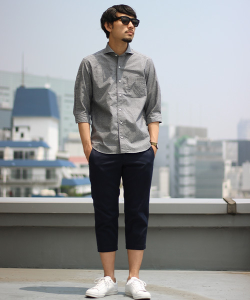 MEN'S BIGI（メンズビギ）の「7分袖 コットン×リネンシャツ/ストレッチ素材（シャツ/ブラウス・メンズ・ホワイト/サックスブルー・L/M/S）」の11枚目の写真