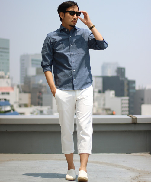 MEN'S BIGI（メンズビギ）の「7分袖 コットン×リネンシャツ/ストレッチ素材（シャツ/ブラウス・メンズ・ホワイト/サックスブルー・L/M/S）」の15枚目の写真