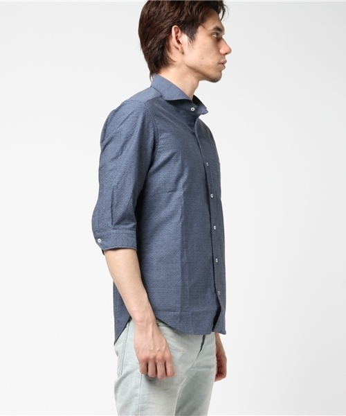 MEN'S BIGI（メンズビギ）の「7分袖 コットン×リネンシャツ/ストレッチ素材（シャツ/ブラウス・メンズ・ホワイト/サックスブルー・L/M/S）」の7枚目の写真