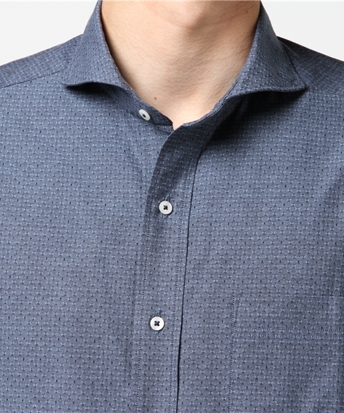 MEN'S BIGI（メンズビギ）の「7分袖 コットン×リネンシャツ/ストレッチ素材（シャツ/ブラウス・メンズ・ホワイト/サックスブルー・L/M/S）」の9枚目の写真