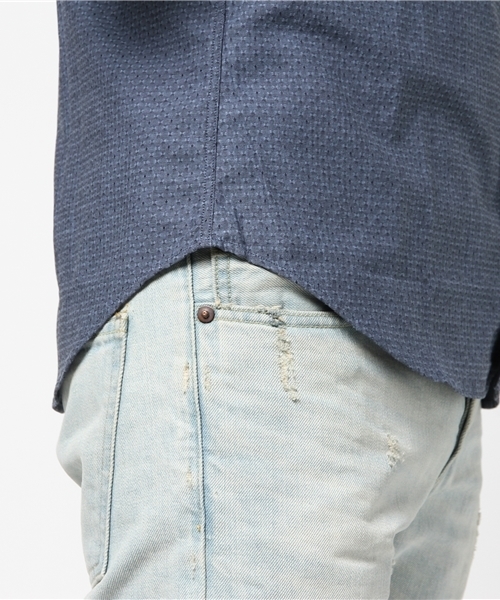 MEN'S BIGI（メンズビギ）の「7分袖 コットン×リネンシャツ/ストレッチ素材（シャツ/ブラウス・メンズ・ホワイト/サックスブルー・L/M/S）」の4枚目の写真