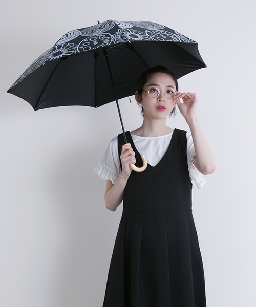 MERLOT（メルロー）の「お！野菜柄　晴雨兼用傘000-2742（長傘・レディース・ピンク/ブラック/ベージュ/ネイビー・FREE）」の16枚目の写真