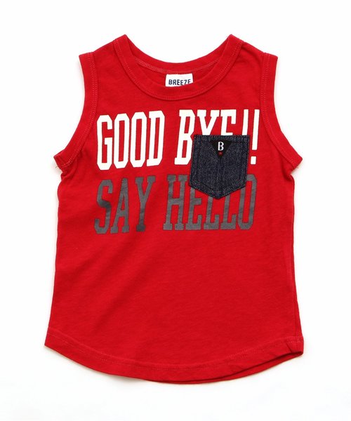 BREEZE（ブリーズ）の「デニムポケット付ロゴタンク（タンクトップ・キッズ・チャコール/グリーン/マスタード/レッド・95/140/110/130/100/120/80/90）」の4枚目の写真