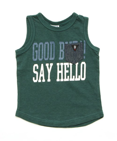 BREEZE（ブリーズ）の「デニムポケット付ロゴタンク（タンクトップ・キッズ・チャコール/グリーン/マスタード/レッド・95/140/110/130/100/120/80/90）」の3枚目の写真