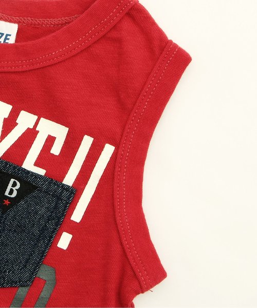 BREEZE（ブリーズ）の「デニムポケット付ロゴタンク（タンクトップ・キッズ・チャコール/グリーン/マスタード/レッド・95/140/110/130/100/120/80/90）」の5枚目の写真