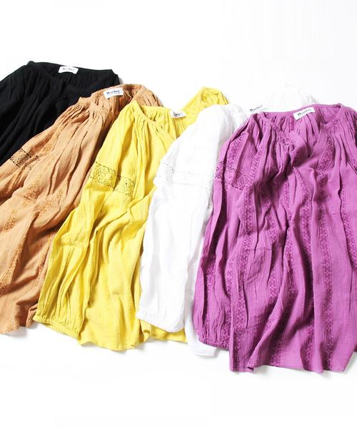 coen(コーエン)の「【Market】スキッパー レースブラウス(WEB限定カラー:ブラック・イエロー)(シャツ/ブラウス・レディース・ホワイト/ベージュ/ライラック/ブラック/イエロー・FREE)」の5枚目の写真