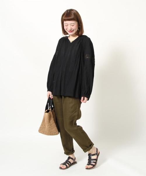 coen(コーエン)の「【Market】スキッパー レースブラウス(WEB限定カラー:ブラック・イエロー)(シャツ/ブラウス・レディース・ホワイト/ベージュ/ライラック/ブラック/イエロー・FREE)」の20枚目の写真