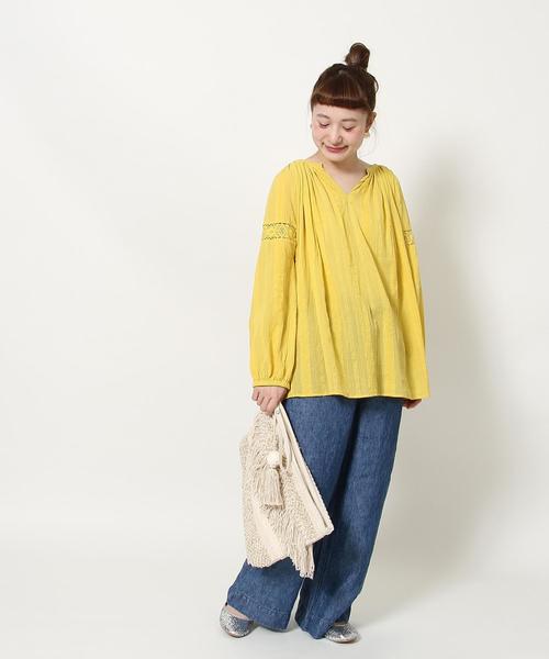 coen(コーエン)の「【Market】スキッパー レースブラウス(WEB限定カラー:ブラック・イエロー)(シャツ/ブラウス・レディース・ホワイト/ベージュ/ライラック/ブラック/イエロー・FREE)」の16枚目の写真