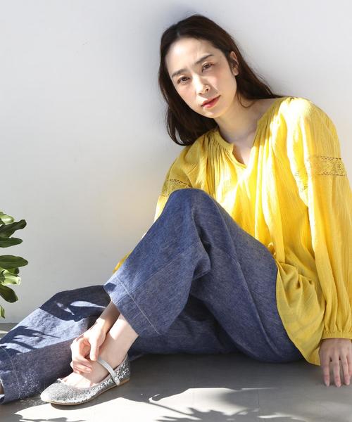 coen(コーエン)の「【Market】スキッパー レースブラウス(WEB限定カラー:ブラック・イエロー)(シャツ/ブラウス・レディース・ホワイト/ベージュ/ライラック/ブラック/イエロー・FREE)」の13枚目の写真