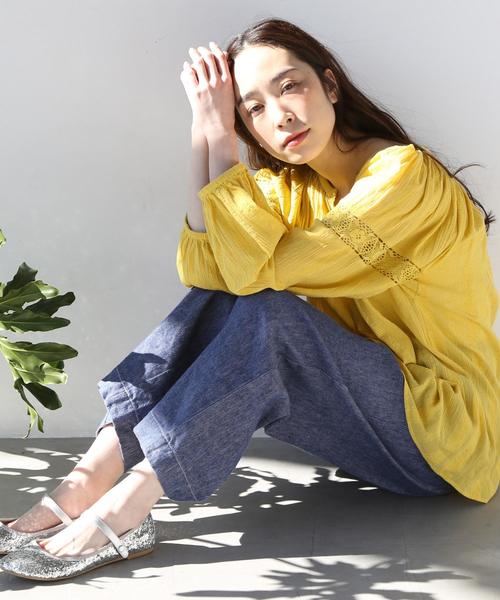 coen(コーエン)の「【Market】スキッパー レースブラウス(WEB限定カラー:ブラック・イエロー)(シャツ/ブラウス・レディース・ホワイト/ベージュ/ライラック/ブラック/イエロー・FREE)」の12枚目の写真