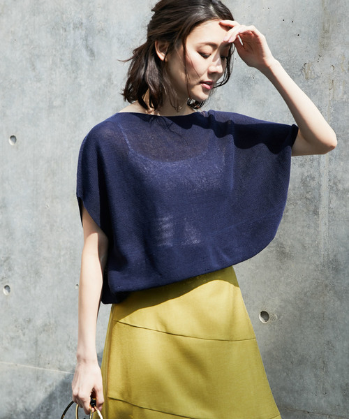 RIVE DROITE(リヴドロワ)の「ストローヤーンフレンチニット-(ニット/セーター・レディース・ネイビー/ライトブルー/マスタード/バイオレット・FREE)」の2枚目の写真