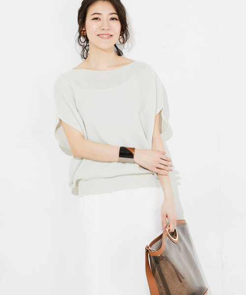 RIVE DROITE(リヴドロワ)の「ストローヤーンフレンチニット-(ニット/セーター・レディース・ネイビー/ライトブルー/マスタード/バイオレット・FREE)」の1枚目の写真