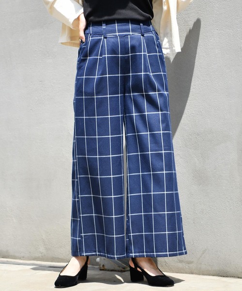 【5%OFF】 チェックワイドパンツ BIG - カジュアルパンツ