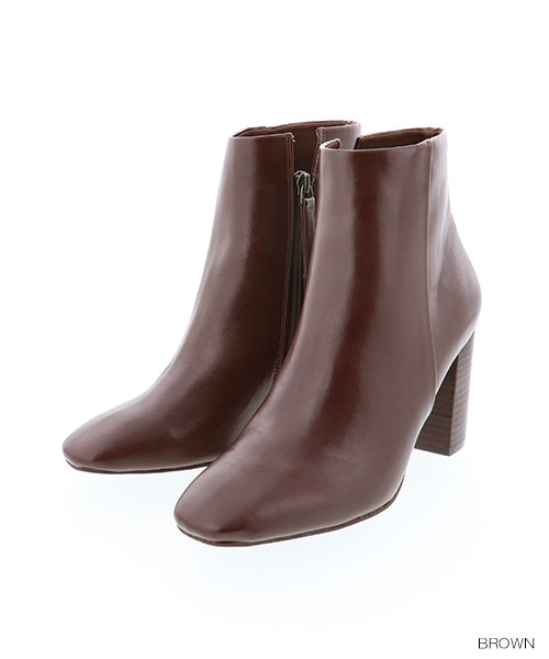 RANDA（ランダ）の「スクエアトゥショートブーツ（ブーツ・レディース・ブラック/ブラウン・S/M/L/LL）」の3枚目の写真