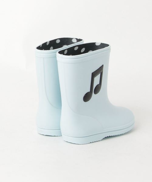 POMPKINS（ポプキンズ）の「【POMPKINS】音符ワッペンレインシューズ（レインシューズ・キッズ・ブラック/サックスブルー・14/16/17/19/15 /18/13）」の3枚目の写真
