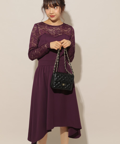 apres jour（アプレジュール）の「【PARTY】レース切り替えワンピース【ZOZOTOWN限定アイテム】（ワンピース・レディース・ブラック/パープル・フリー）」の2枚目の写真