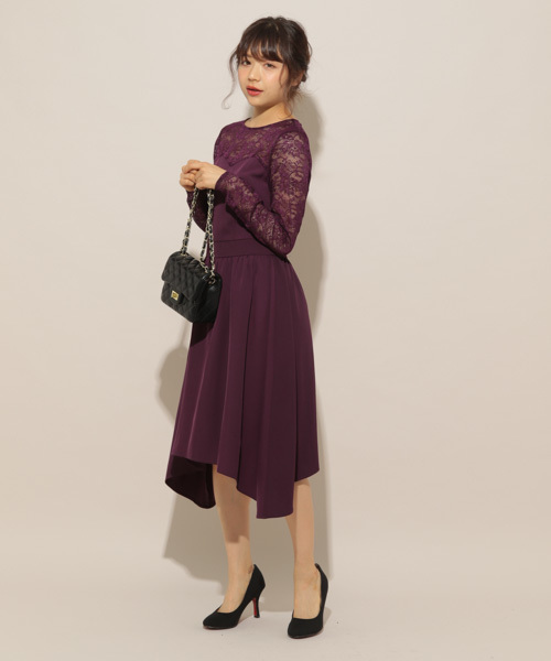 apres jour（アプレジュール）の「【PARTY】レース切り替えワンピース【ZOZOTOWN限定アイテム】（ワンピース・レディース・ブラック/パープル・フリー）」の6枚目の写真