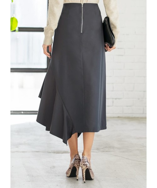 STYLE DELI(スタイルデリ)の「アシンメトリーラッフルスカート(スカート・レディース・ブラック/グレー・SMALL/MEDIUM)」の16枚目の写真