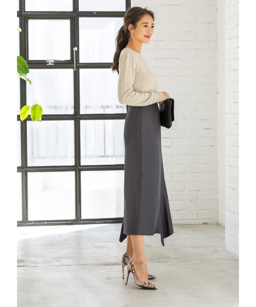STYLE DELI(スタイルデリ)の「アシンメトリーラッフルスカート(スカート・レディース・ブラック/グレー・SMALL/MEDIUM)」の7枚目の写真