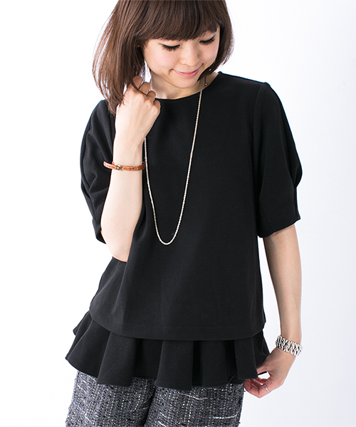 NANO universe（ナノユニバース）の「ラッフルポンチプルオーバー（Tシャツ/カットソー・レディース・ブラック/チャコール/ベージュ・FREE）」の2枚目の写真