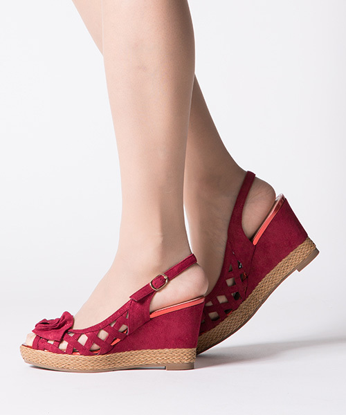coca(ANDEX shoes product)(コカ)の「coca/コカ お花モチーフ バックストラップ ウェッジヒールサンダル 119015(サンダル・レディース・ベージュ/レッド/イエロー・22.5cm/23.5cm/24.5cm/23.0cm/24.0cm/22.0cm)」の3枚目の写真