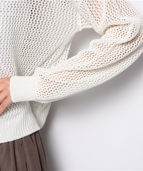 WEGO（ウィゴー）の「WEGO/メッシュ編みニット（ニット/セーター・レディース・ライトパープル/オフホワイト/グリーン系その他/ブルー・FREE）」の9枚目の写真