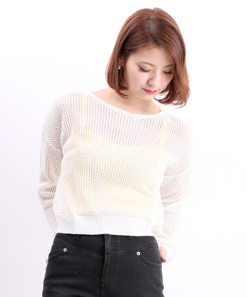 WEGO（ウィゴー）の「WEGO/メッシュ編みニット（ニット/セーター・レディース・ライトパープル/オフホワイト/グリーン系その他/ブルー・FREE）」の11枚目の写真