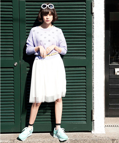 WEGO（ウィゴー）の「WEGO/メッシュ編みニット（ニット/セーター・レディース・ライトパープル/オフホワイト/グリーン系その他/ブルー・FREE）」の18枚目の写真