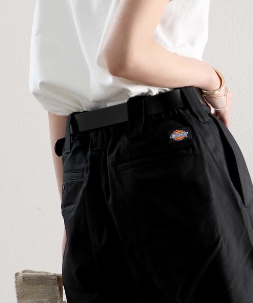 Dickies ディッキーズ】 タック入り無地ストレッチハイウエスト
